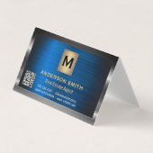 metallisch Lijst | Blauw Metallic | QR-labelscan Visitekaartje (Voorkant)