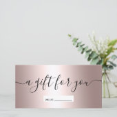 Metallisch roos cadeaucertificaat voor metalen gra (Staand voorkant)