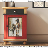 Metallisch Steampunk Kat Portret EM5L Decoupage Tissuepapier
