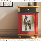 Metallisch Steampunk Kat Portret EM5R Decoupage Tissuepapier