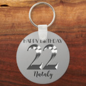 Metallisch zilver 22e verjaardag sleutelhanger (Voorkant)