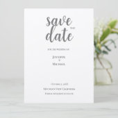 Metallisch Zilver Minimalistisch Modern Trend Save The Date (Staand voorkant)
