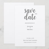Metallisch Zilver Minimalistisch Modern Trend Save The Date (Voorkant / Achterkant)