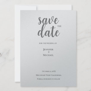 Metallisch Zilver Minimalistisch Modern Trend Save The Date