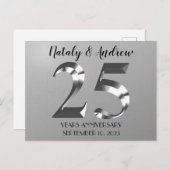 Metallisch Zilveren 25e Huwelijksverjaardag Briefkaart (Voorkant / Achterkant)