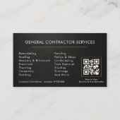Metallische algemene bouw zwart goud QR-code Visitekaartje (Achterkant)