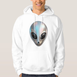 Metallische Chrome Alien Hoofd Retro Y2K Sciencefi Hoodie