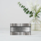 Metallische geborstelde achtergrond visitekaartje (Staand voorkant)