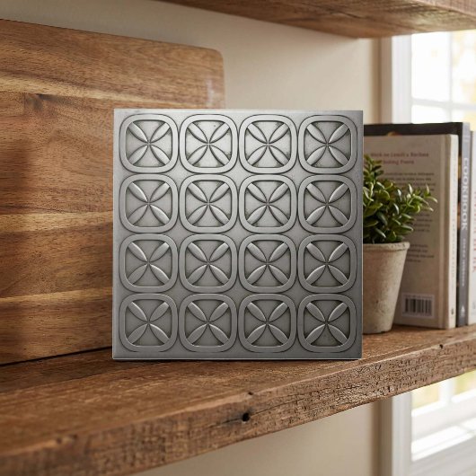 Metallische Geometrische Gedempte Zilver #5 ID1227 Tegeltje