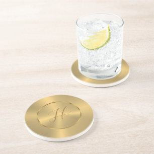 Metallische gouden textuur op maat gemaakt monogra zandsteen onderzetter