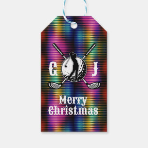 Metallische Kleurrijke Golf Monogram Ontwerp Cadea Cadeaulabel