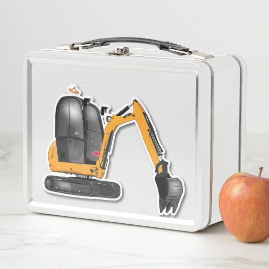Metallische Lunchbox mit Bagger-Grafik (In situ)
