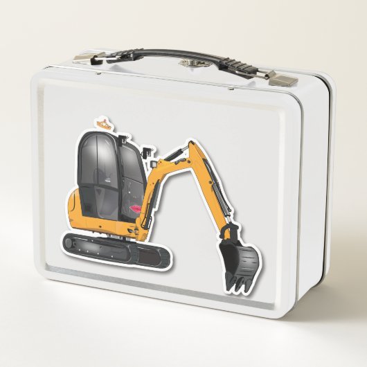 Metallische Lunchbox mit Bagger-Grafik (Achterkant)