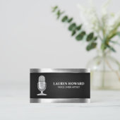 Metallische Microfoon | Zwarte Mesh Visitekaartje (Staand voorkant)