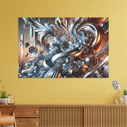 Metallische Strömungen Canvas Afdruk (Insitu (Woonkamer))
