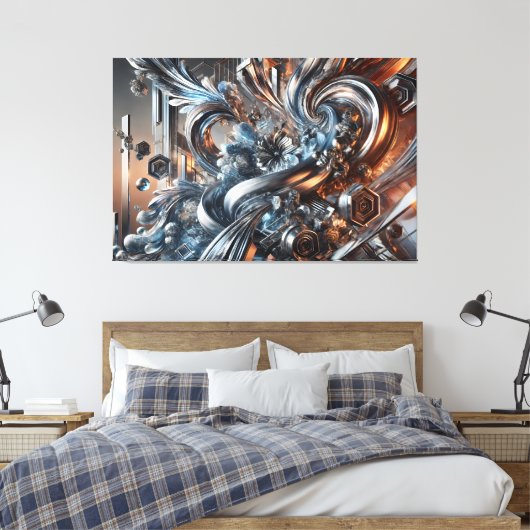 Metallische Strömungen Canvas Afdruk (Insitu (Slaapkamer))