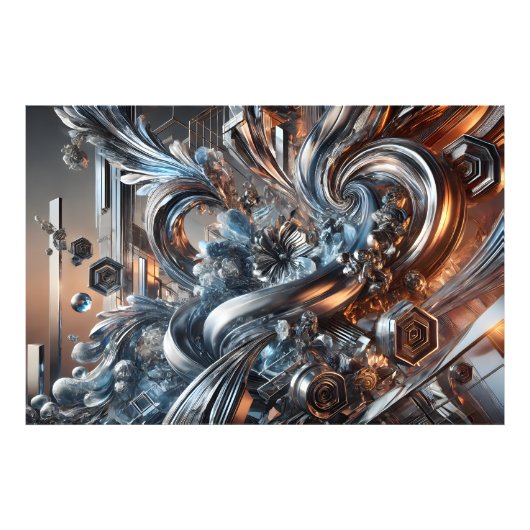 Metallische Strömungen Foto Afdruk (Voorkant)