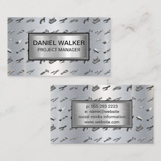 Metallische textuur | Hardware Gereedschap Visitekaartje (Voorkant / Achterkant)