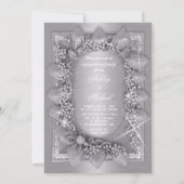 metallische zilveren bladeren luxe mode chic kaart (Achterkant)