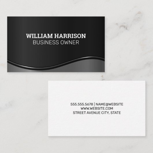 Metallische Zilveren Golf Achtergrond Visitekaartje (Voorkant / Achterkant)