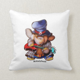 Metalphant met gitaar & logo - Wit Kussen