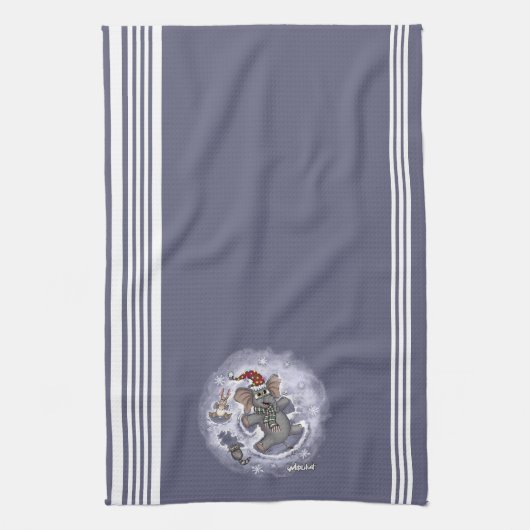 Metalphant Wilbur Sneeuwengelen Keukenhanddoek (Verticaal)