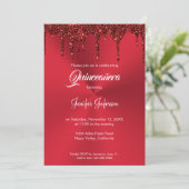 Metalrode glinsterende Quinceanera-uitnodiging Kaart (Staand voorkant)