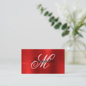 Metalrood Folie Fancy Monogram Visitekaartje (Staand voorkant)