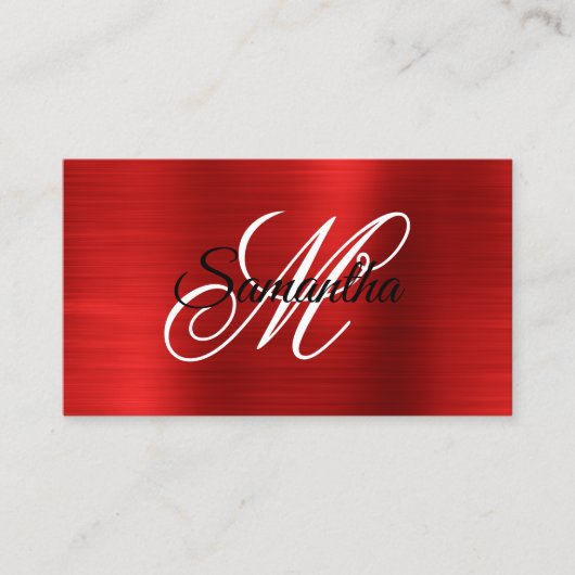 Metalrood Folie Fancy Monogram Visitekaartje (Voorkant)