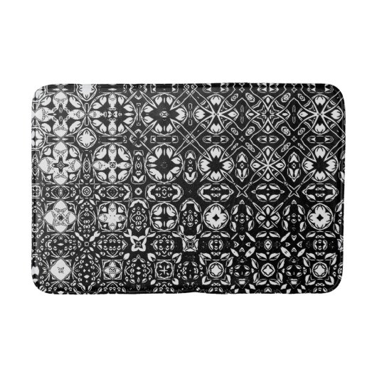 Metamorfose Medallion Pattern Black en White Badmat (Voorkant)