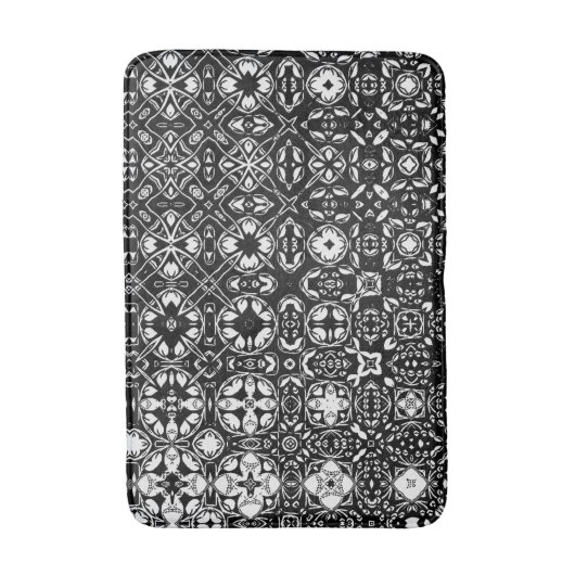Metamorfose Medallion Pattern Black en White Badmat (Voorkant Verticaal)