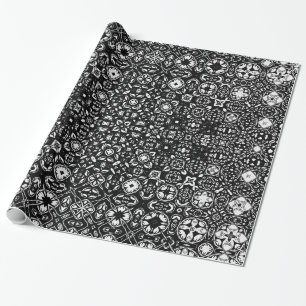 Metamorfose Medallion Pattern Black en White Cadeaupapier