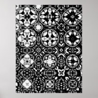 Metamorfose Medallion Pattern Black en White