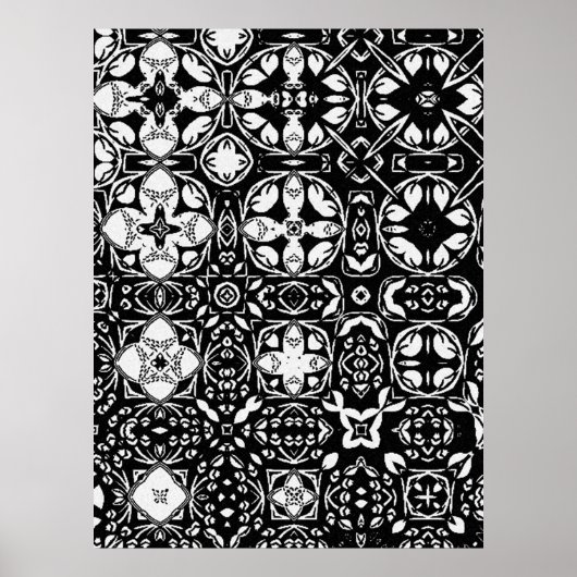 Metamorfose Medallion Pattern Black en White Poster (Voorkant)