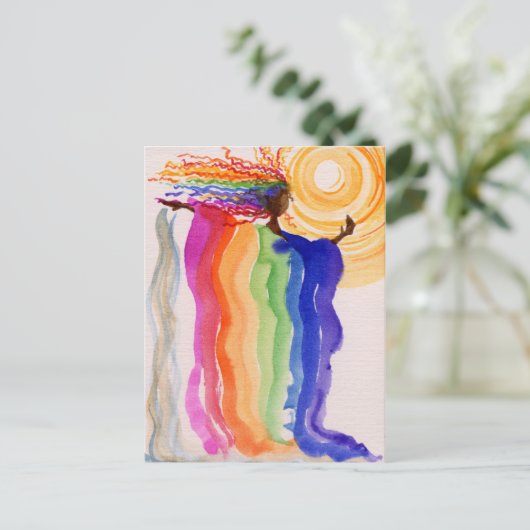 Metamorfose regenboogvrouwen Waterverf schilderen Briefkaart (Staand voorkant)