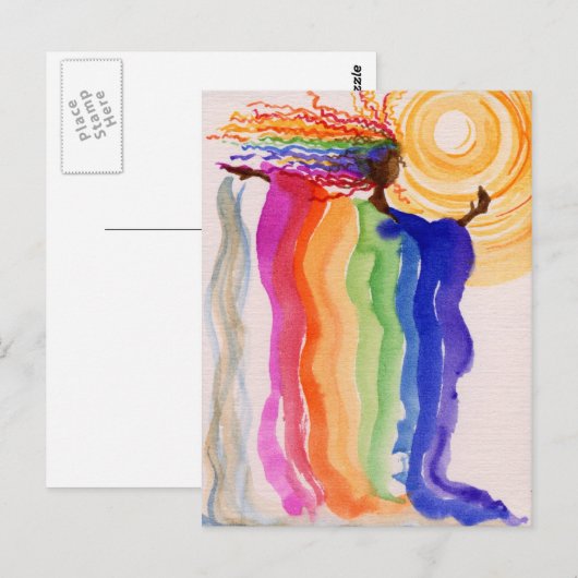 Metamorfose regenboogvrouwen Waterverf schilderen Briefkaart (Voorkant / Achterkant)
