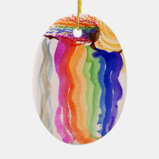 Metamorfose regenboogvrouwen Waterverf schilderen Keramisch Ornament