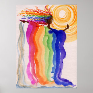 Metamorfose regenboogvrouwen Waterverf schilderen Poster