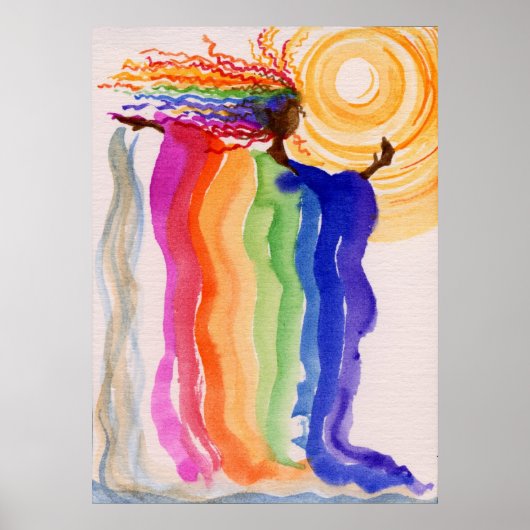 Metamorfose regenboogvrouwen Waterverf schilderen Poster (Voorkant)