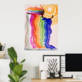 Metamorfose regenboogvrouwen Waterverf schilderen Poster (Thuiskantoor)