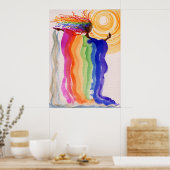 Metamorfose regenboogvrouwen Waterverf schilderen Poster (Keuken)