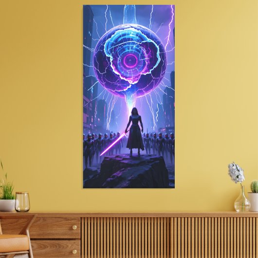 Metamorfose Sci-Fi Poster - Futuristische krijger Canvas Afdruk (Insitu (Woonkamer))