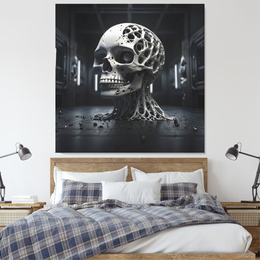 Metamorfose van etherische schedel canvas afdruk (Insitu (Slaapkamer))