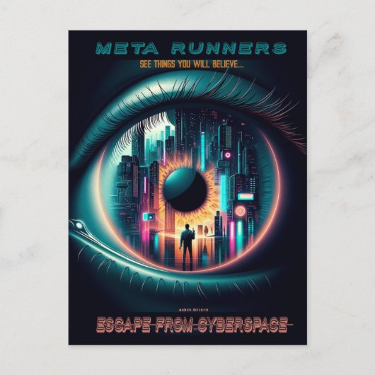 'MetaRunners' Ontsnappen uit Cyberspace: Briefkaar Briefkaart (Voorkant)