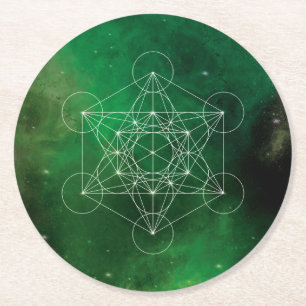 Metatron, chakra,zen,heilige geometrie, engel ronde kartonnen onderzetter