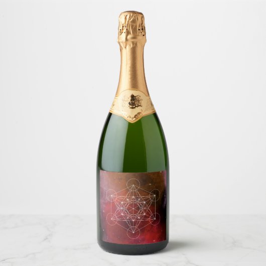 Metatron, chakra, zen, sacrale geometrie, engel sparkling wijnetiket (Voorkant)