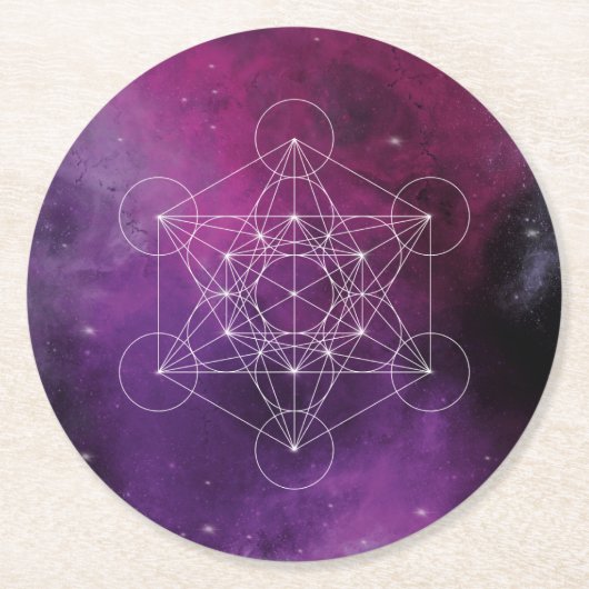 metatron, chakra, zen, sacred geometric, engel; ronde kartonnen onderzetter (Voorkant)