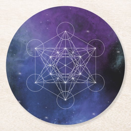 Metatron, chakra, zen, sacred geometric, geometry ronde kartonnen onderzetter (Voorkant)