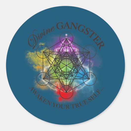 Metatron Cube Divines Gangster Spiritueel Yoga Ronde Sticker (Voorkant)