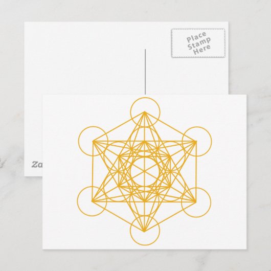 Metatron Cube Gold Briefkaart (Voorkant / Achterkant)